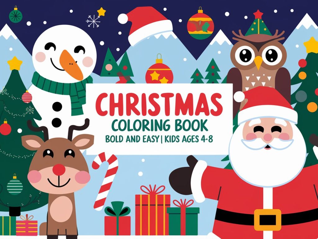 Christmas Coloring Book Bold and Easy: For kids ages 4-8