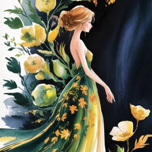 a-watercolor-painting of woman wall disgin