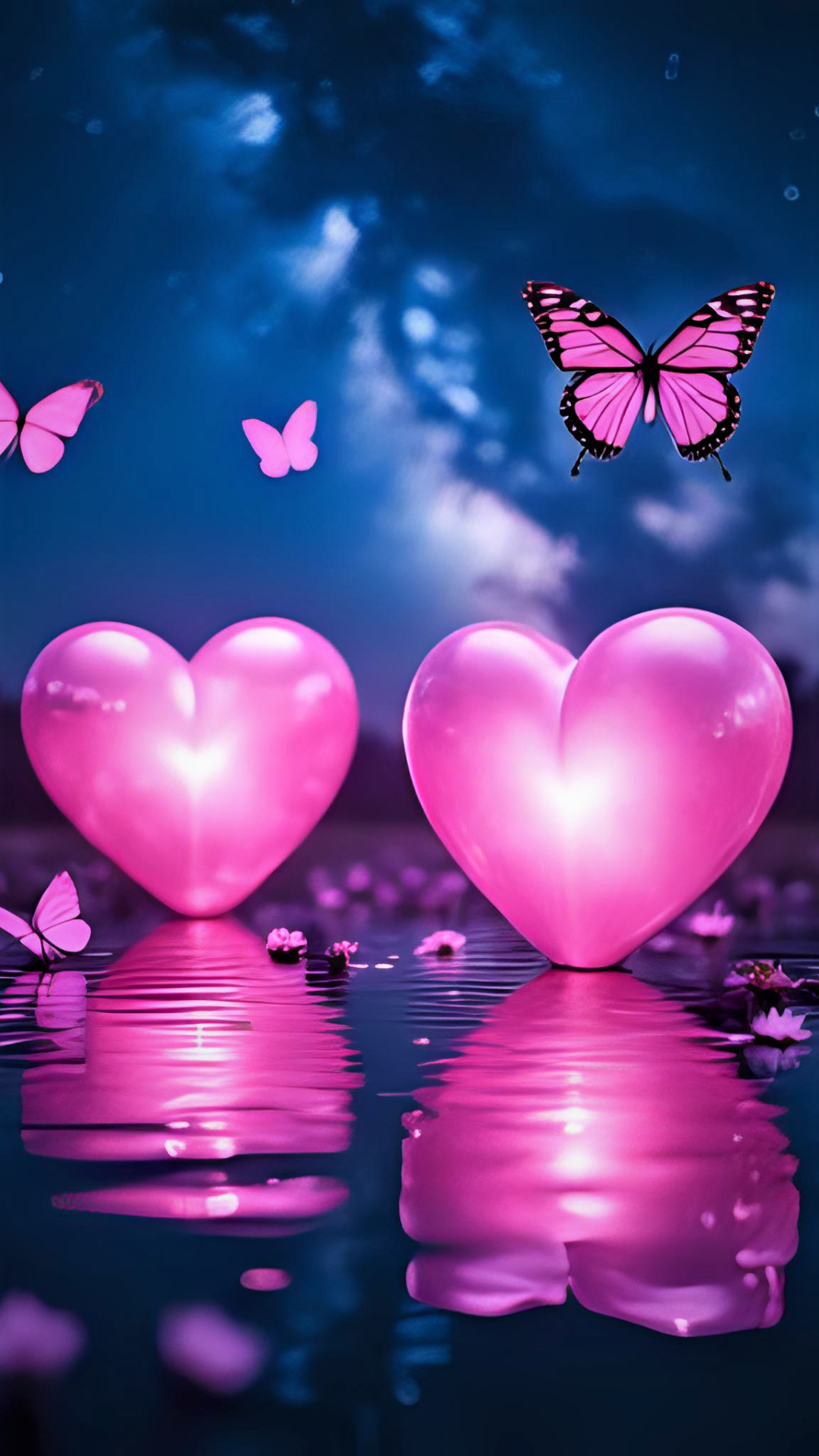 Aesthetic Love-Themed Fantasy Pink Harts