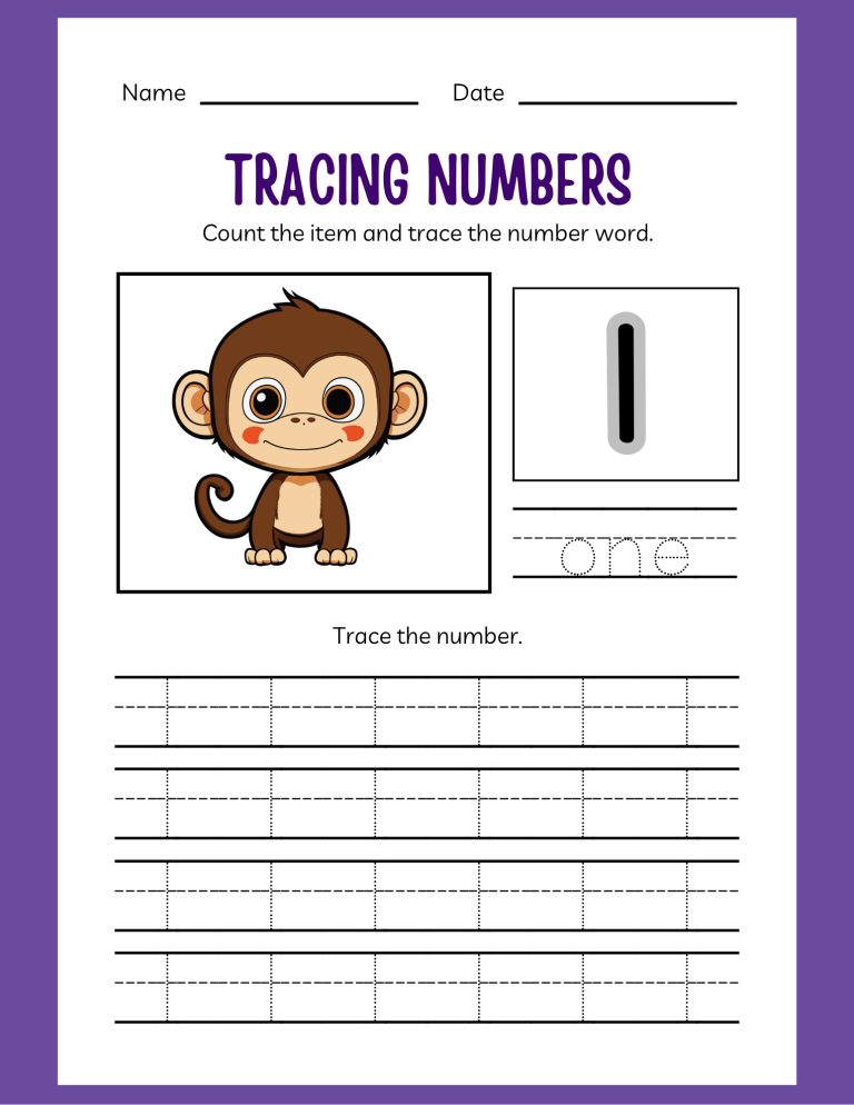 Number tracing worksheet