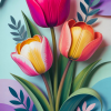 Vibrant Tulips and Foliage wallpaper