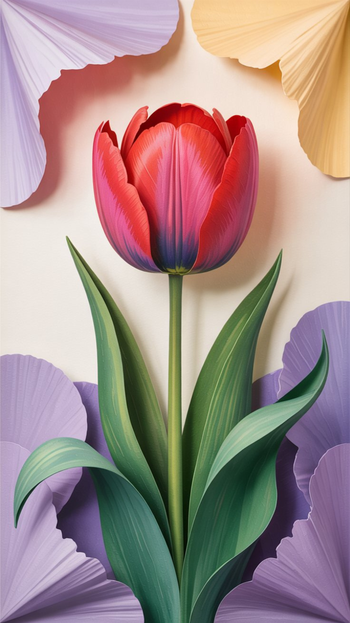 Vibrant Tulips and Foliage wallpaper
