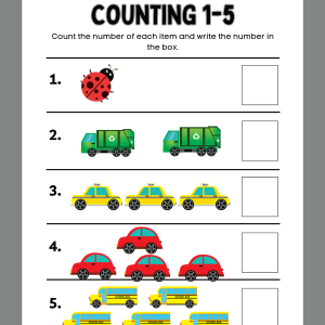 counting numbers 1 - 5