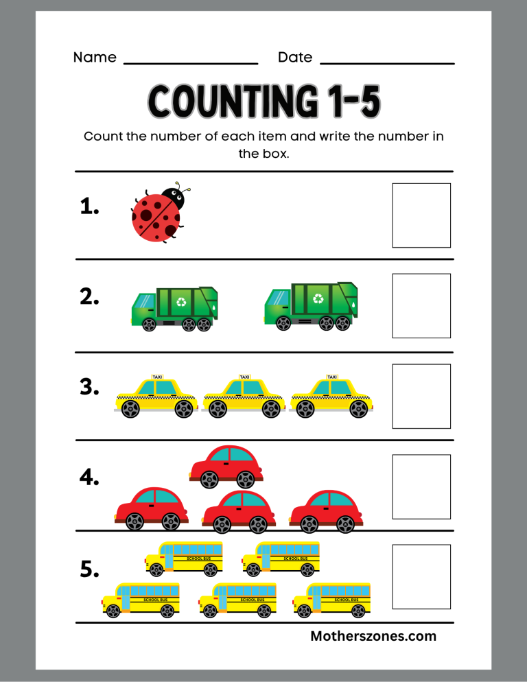 counting numbers 1 - 5
