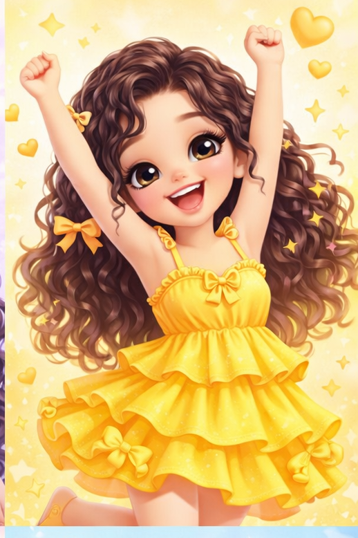 adorable cartoon-style girl