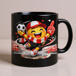 Football-themed emoji mugs