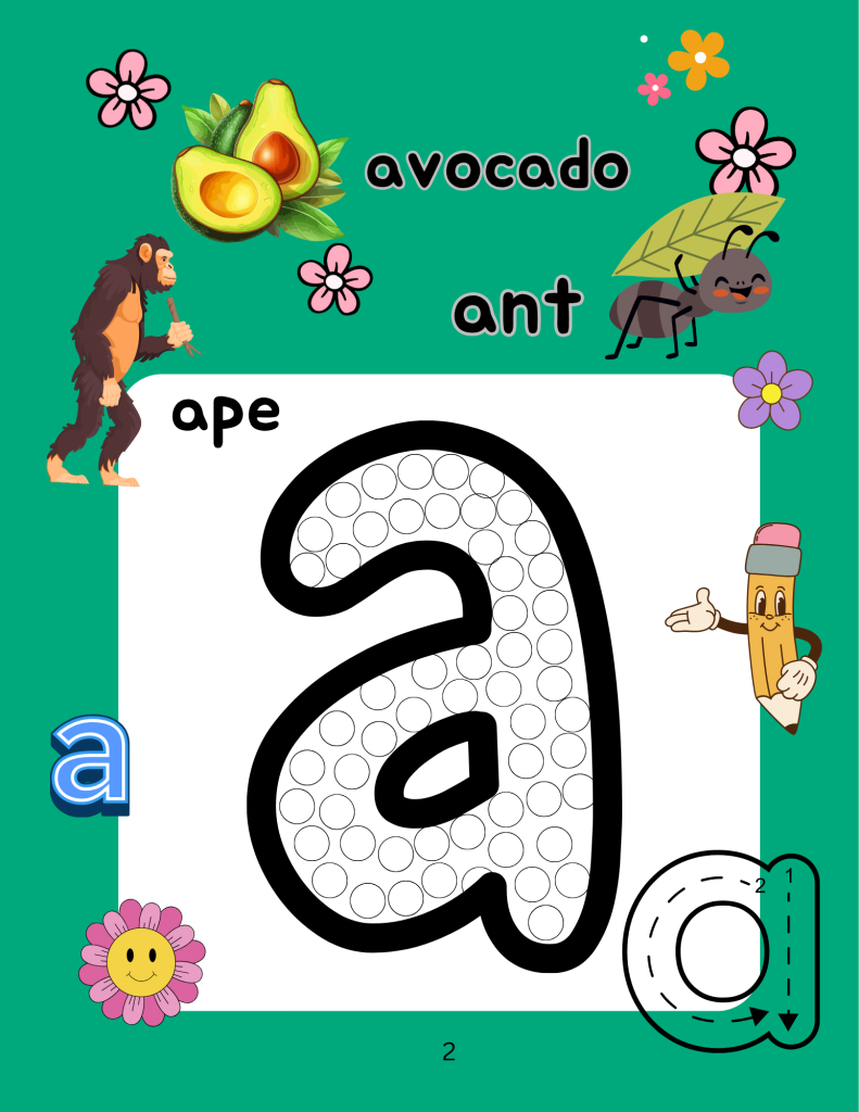 Alphabet letter A lowercase work sheets