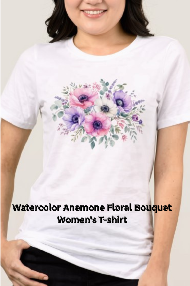 Watercolor Anemone Flower Bouquet Women's Floral T-Shirt