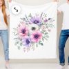 Watercolor Anemone Flower Floral Blanket