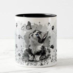 Cute Cat Meow Mug | Adorable Cat Lover Coffee Mug | Funny Kitty Gift for Cat Lovers