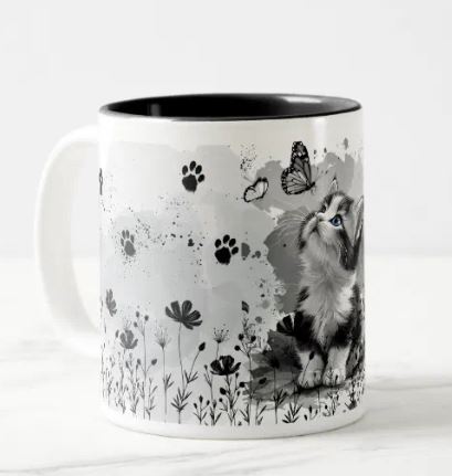 Cute Cat Meow Mug | Adorable Cat Lover Coffee Mug | Funny Kitty Gift for Cat Lovers