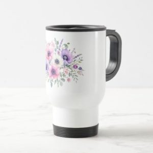 Watercolor Anemone Flower Floral travel mug